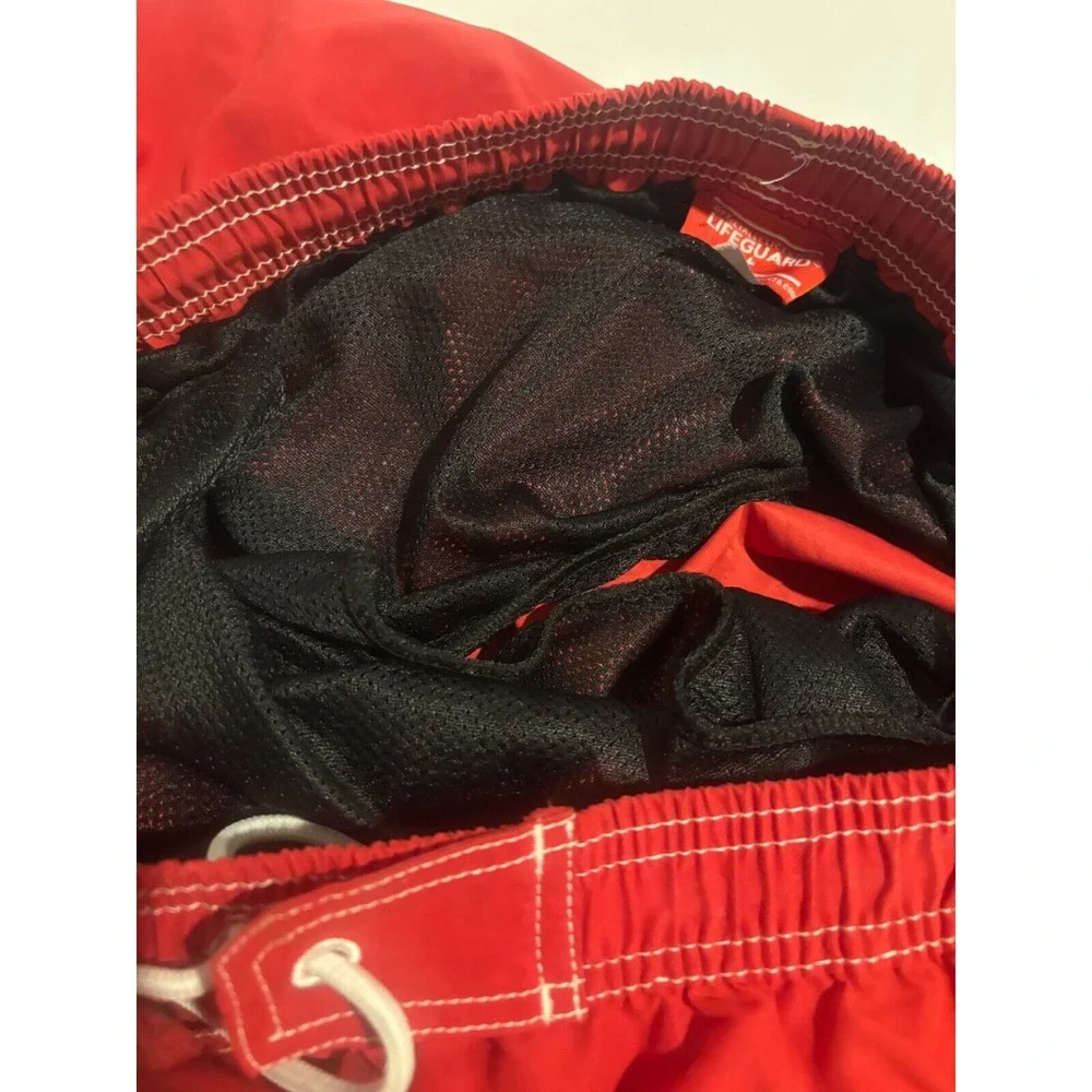Lifeguard Swim Trunks Red White Men's Size Medium‎ Bathing Suit Summer